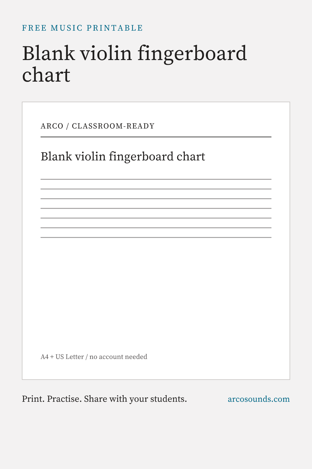 Blank violin fingerboard chart - free PDF · Arco